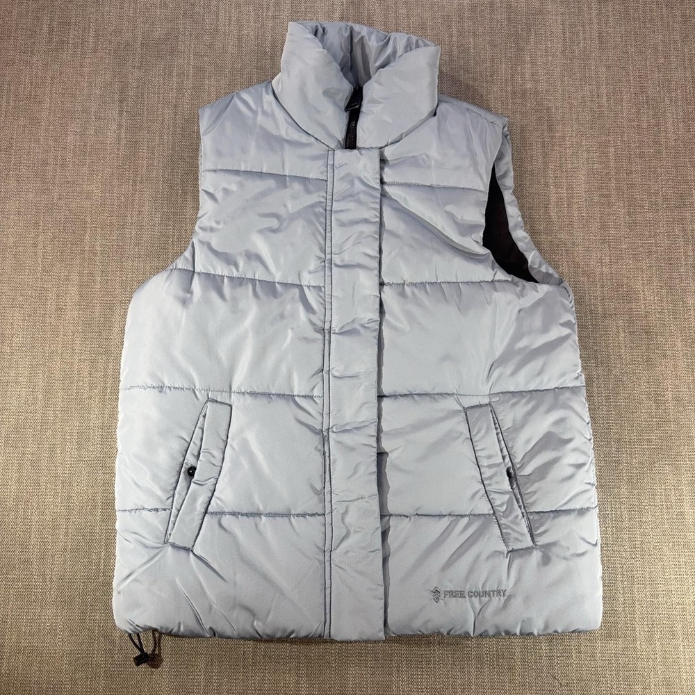 Free Country Vest Mens Small Gray Freecycle Puffer Full Zip Water Resistant